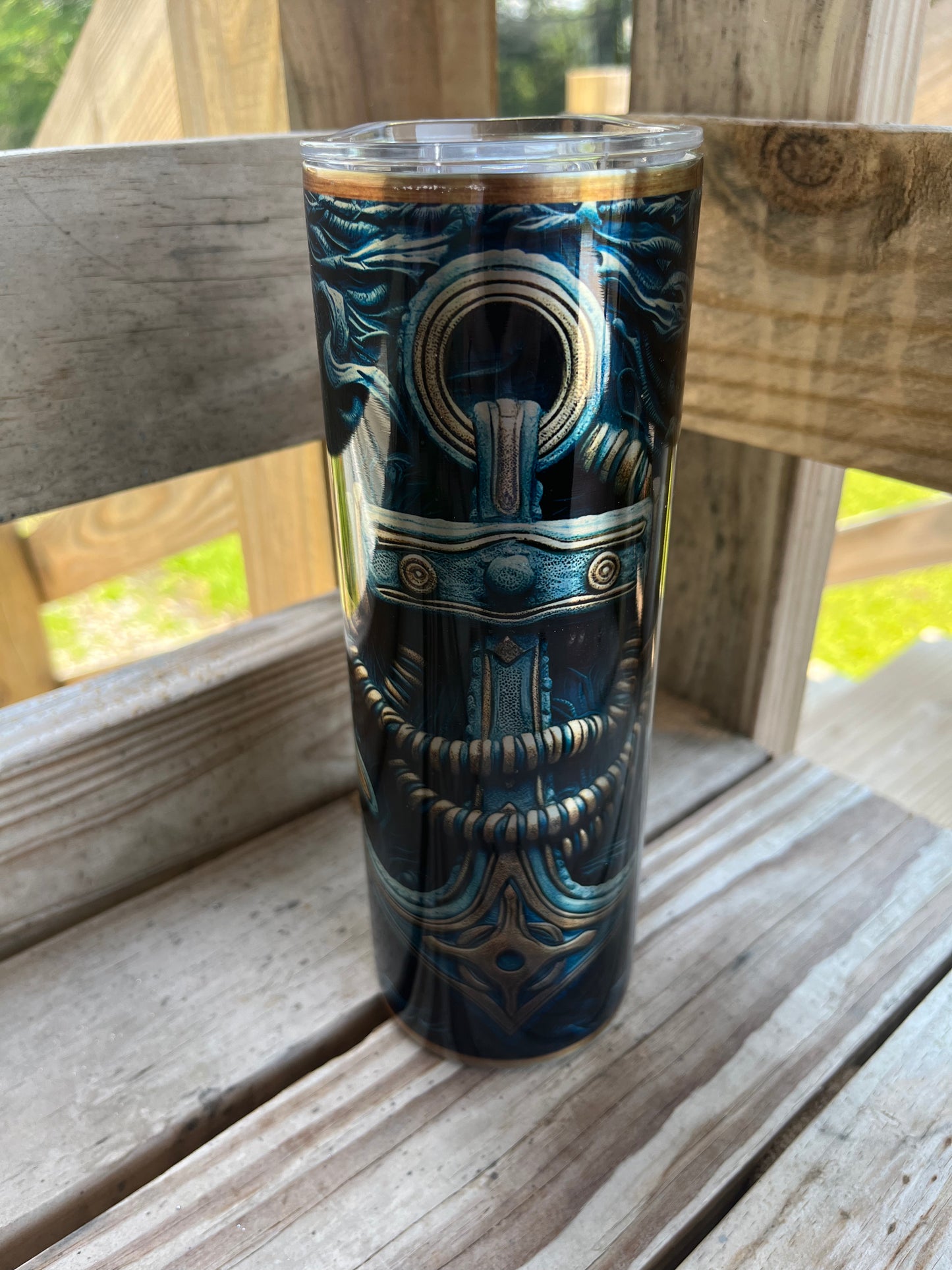 20oz silver stainless steel tumbler with design