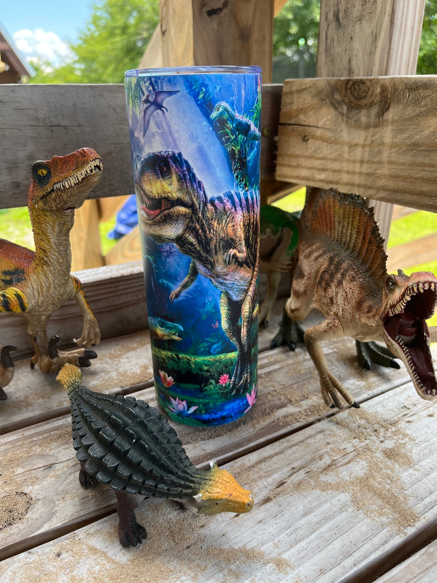 Dinosaur glossy or glow in the dark blue 20oz tumbler