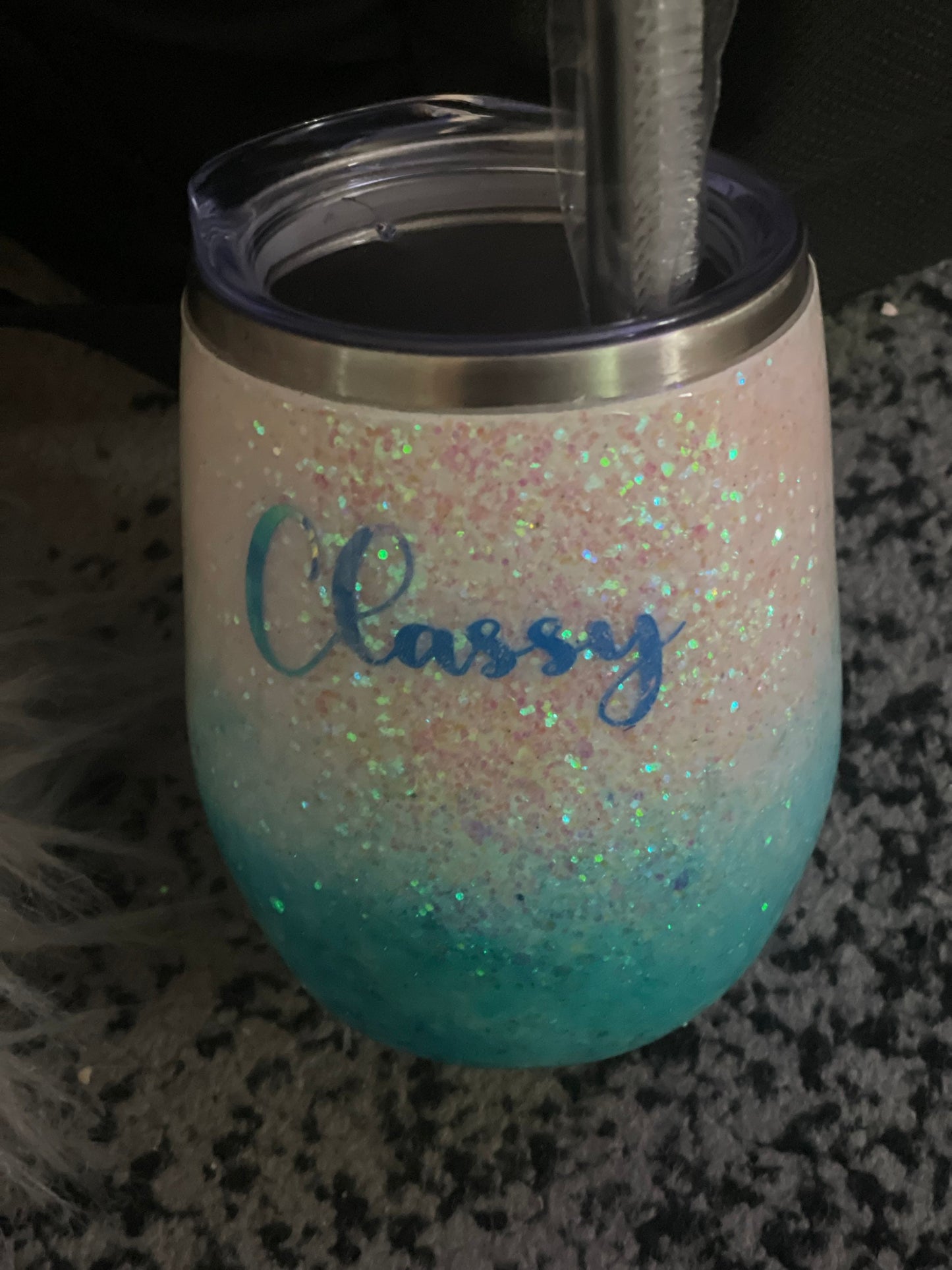 12 ounce ombré wine tumbler pink sassy or blue classy