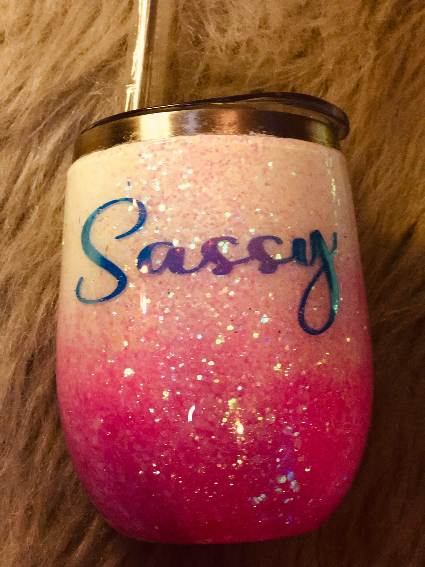 12 ounce ombré wine tumbler pink sassy or blue classy