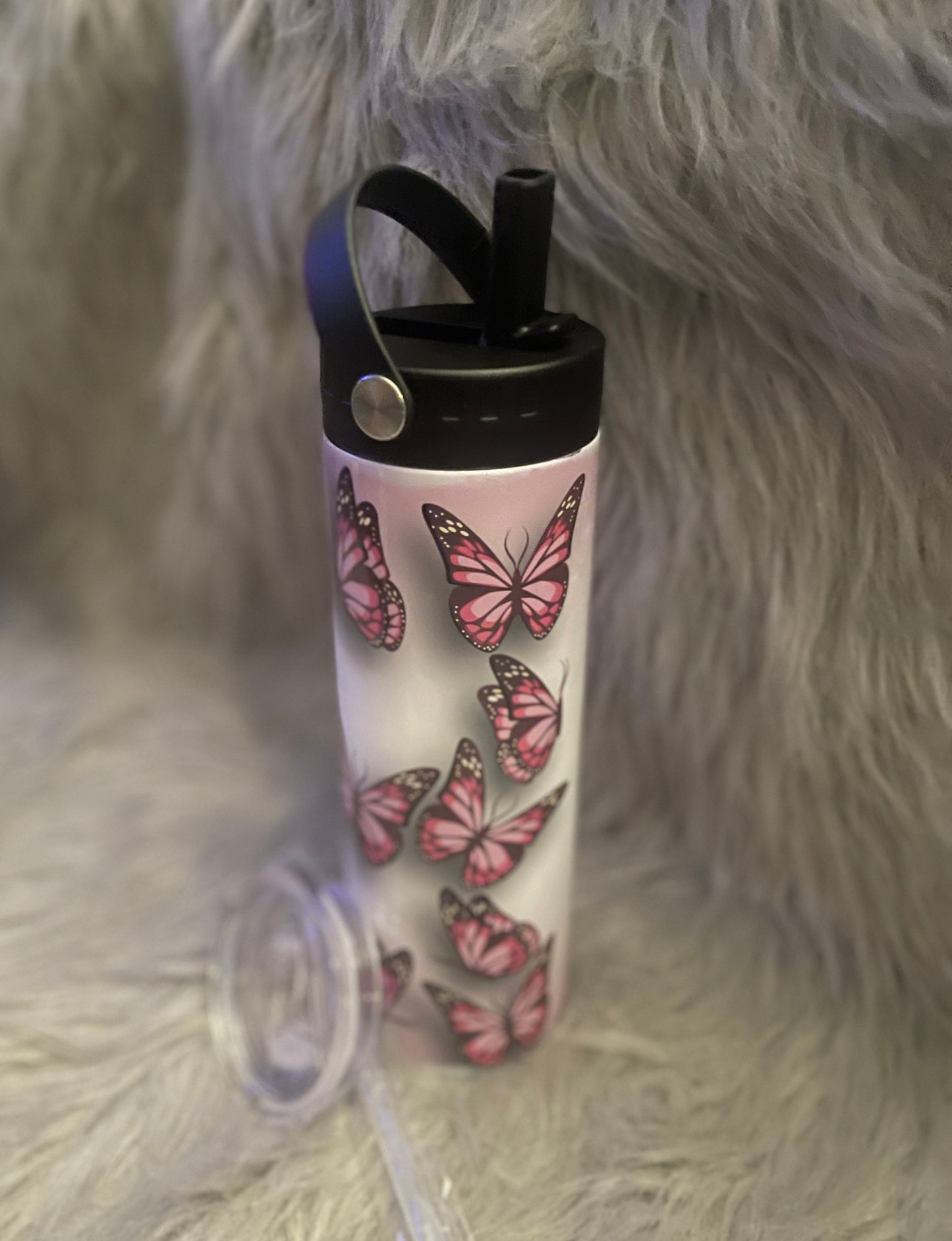 20oz straw lid stainless steel tumbler/butterfly tumbler/customize to your design