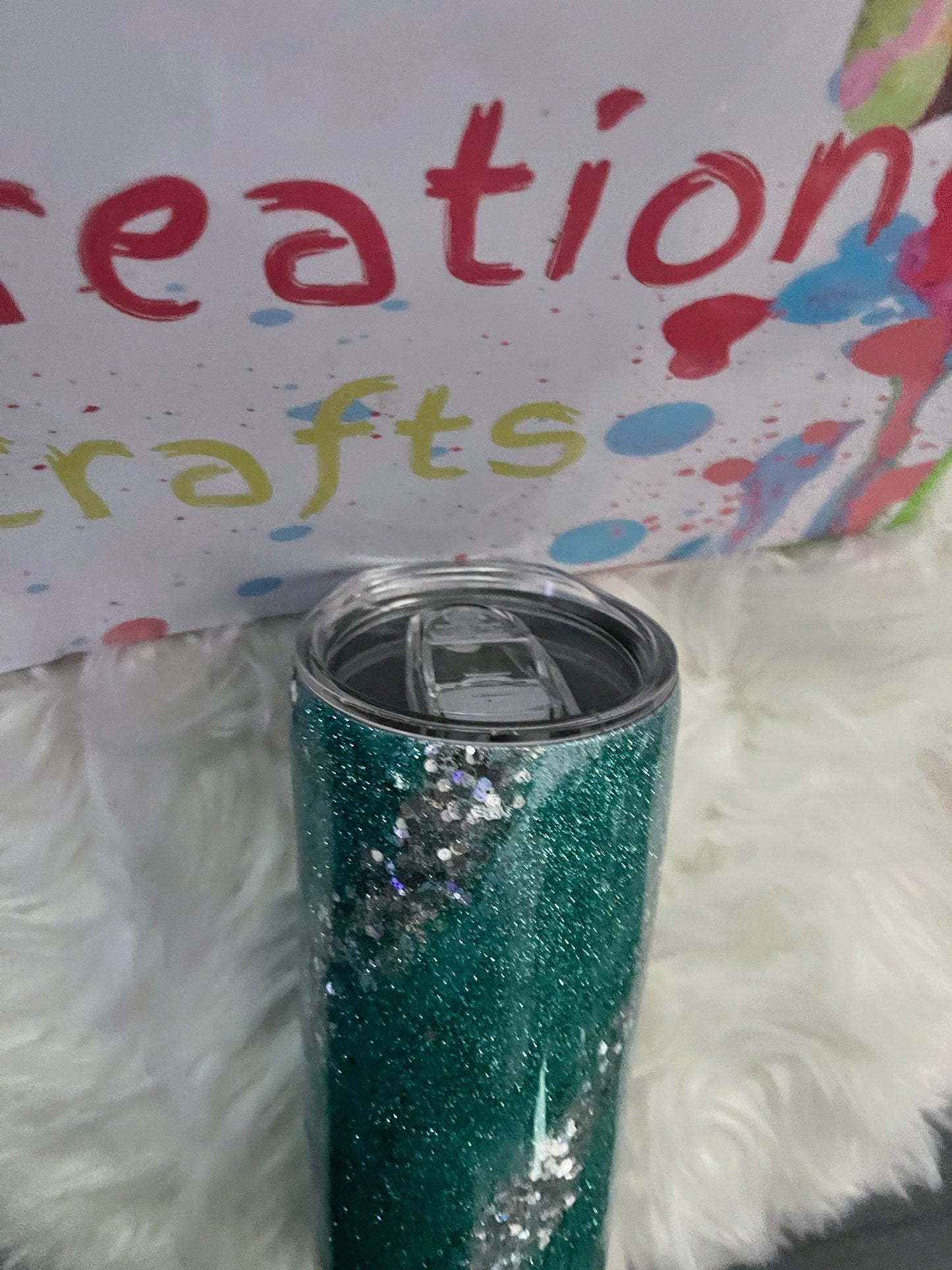 Beautiful teal and silver glitter epoxy tumbler/water bottle/stainless steel/gift