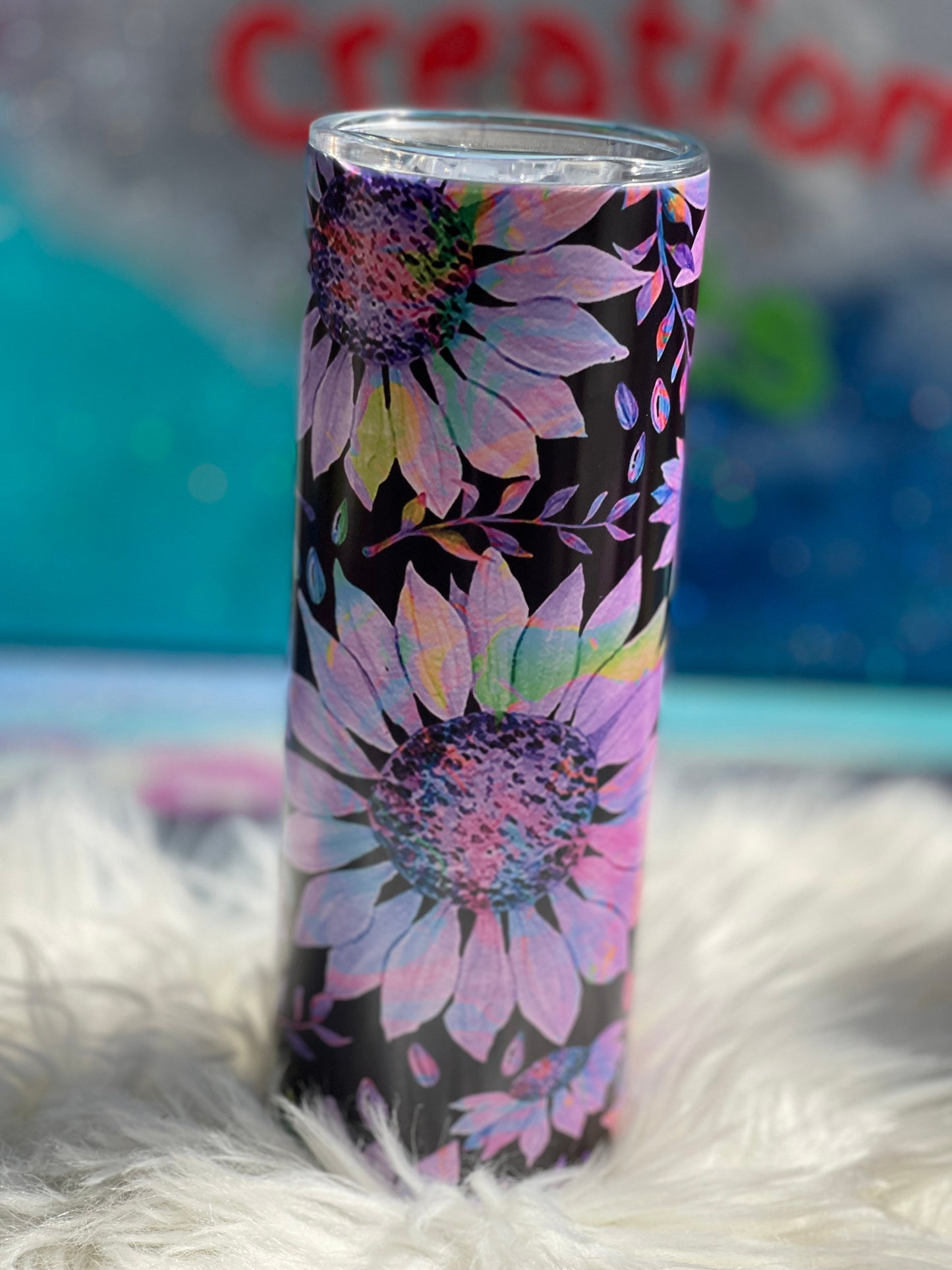 20oz black with flowers 3-in-1 uv glow cup/white-to-purple-glow in the dark green/summer/gift ideas/sublimation