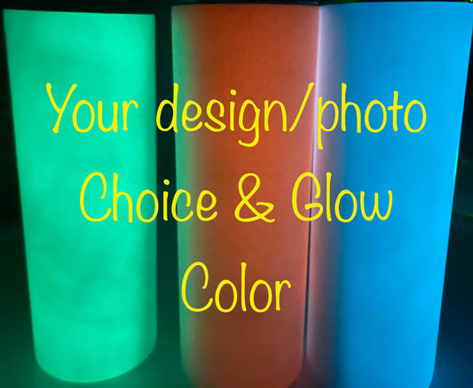 Glow in the dark cups in your choice of green, blue, or red/orange with your choice of design